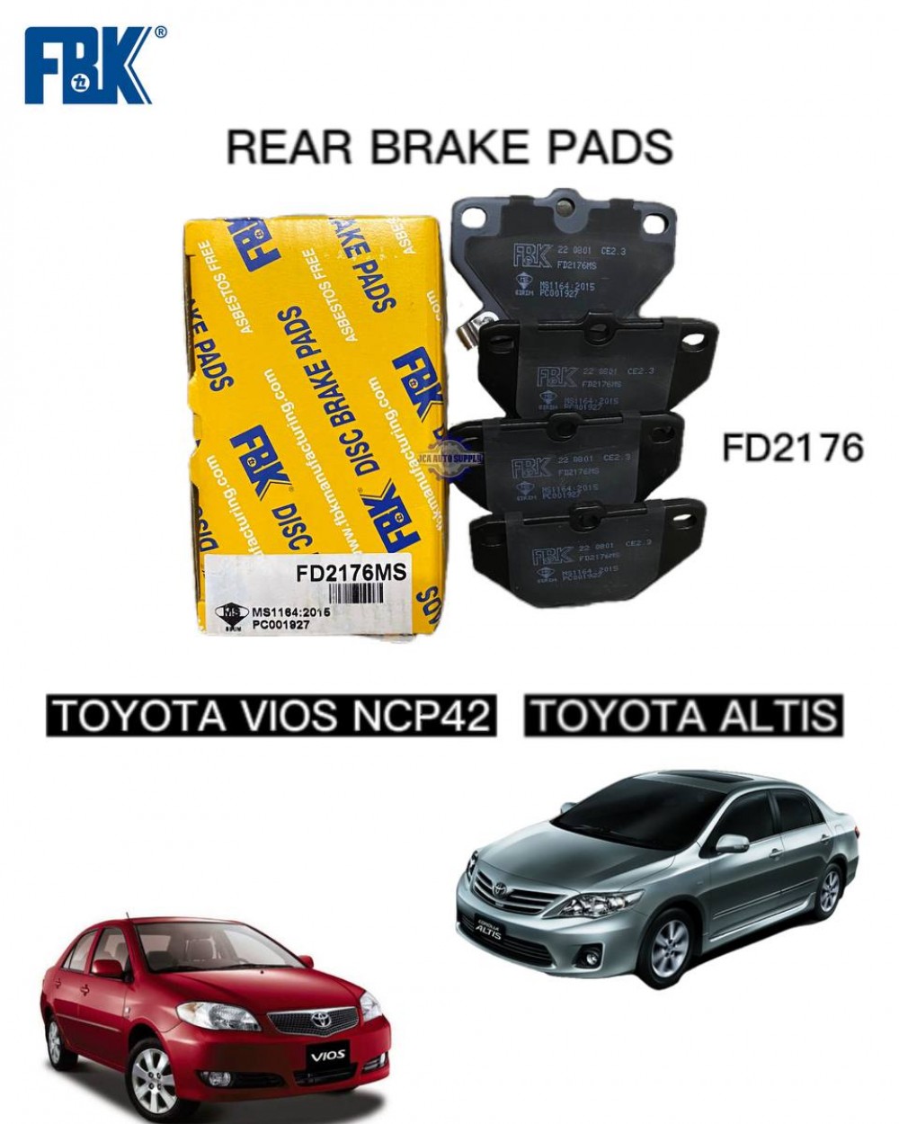 Toyota Vios NCP42 Altis Rear Disc Brake Pad FBK FD2176